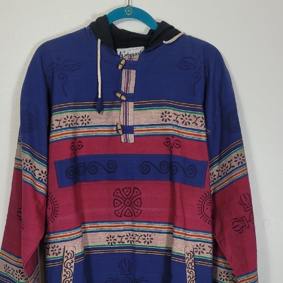 Vintage Kathmandu Southwestern Hoodie Jacket Size XL Unisex Aztec Indie Pattern - Picture 2 of 11